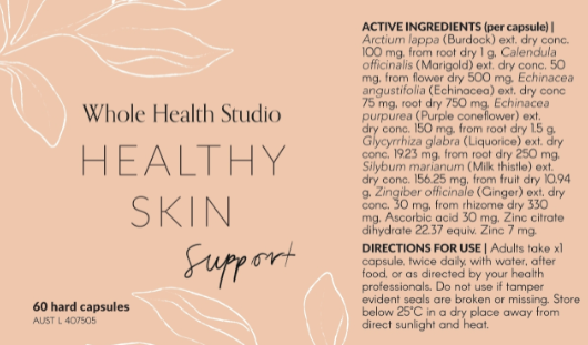 Whole Health Studio【濕敏、痤瘡肌ok!男女適用!】天然草本去痘去印美肌丸 (60粒) Healthy Skin Support