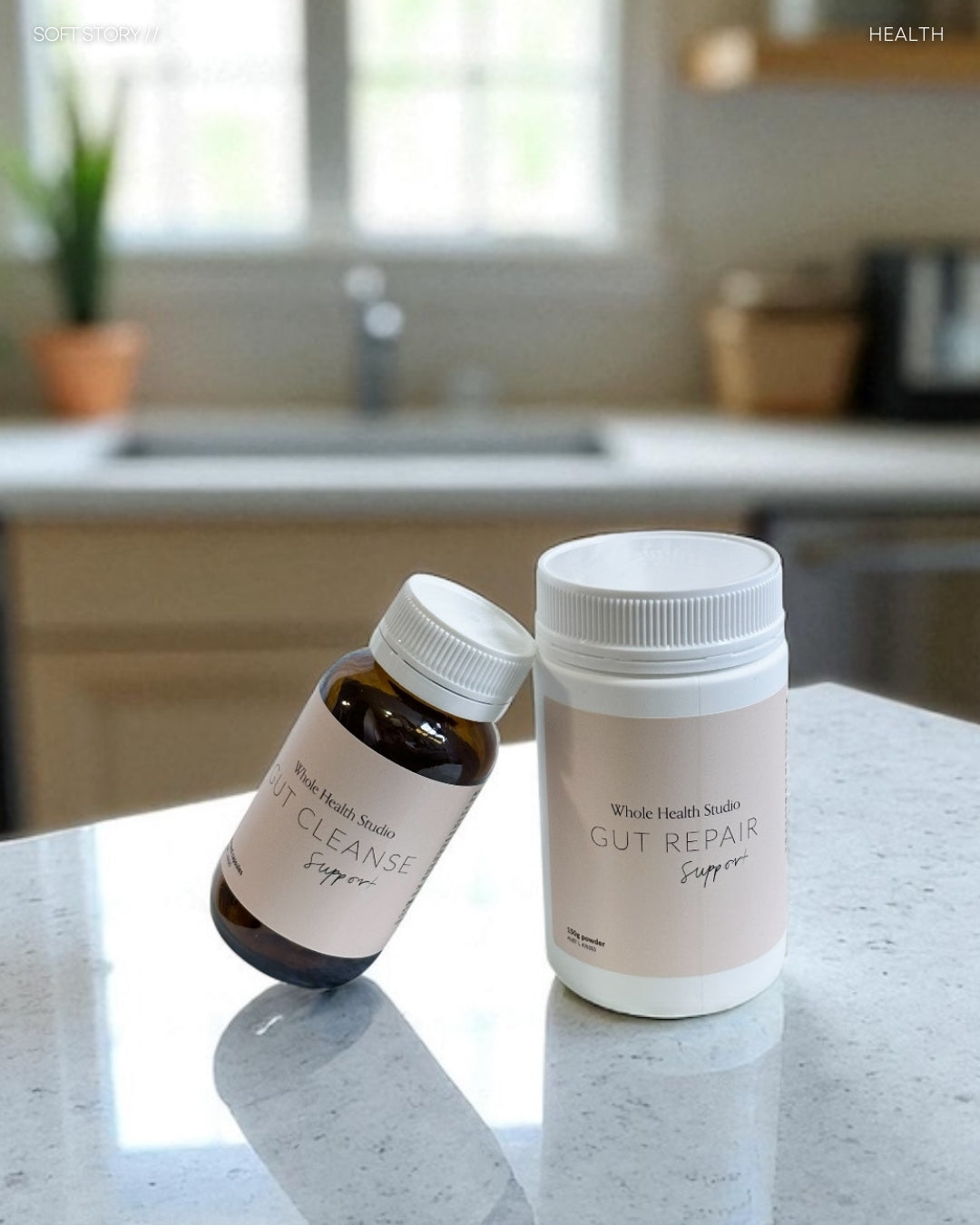Whole Health Studio Gut Reset Combo【腸道reset套裝!「淨+養」雙效組 】Gut Cleanse Support & Gut Repair Support 天然草本腸道深層淨化膠囊 & 草本益菌腸道修護粉