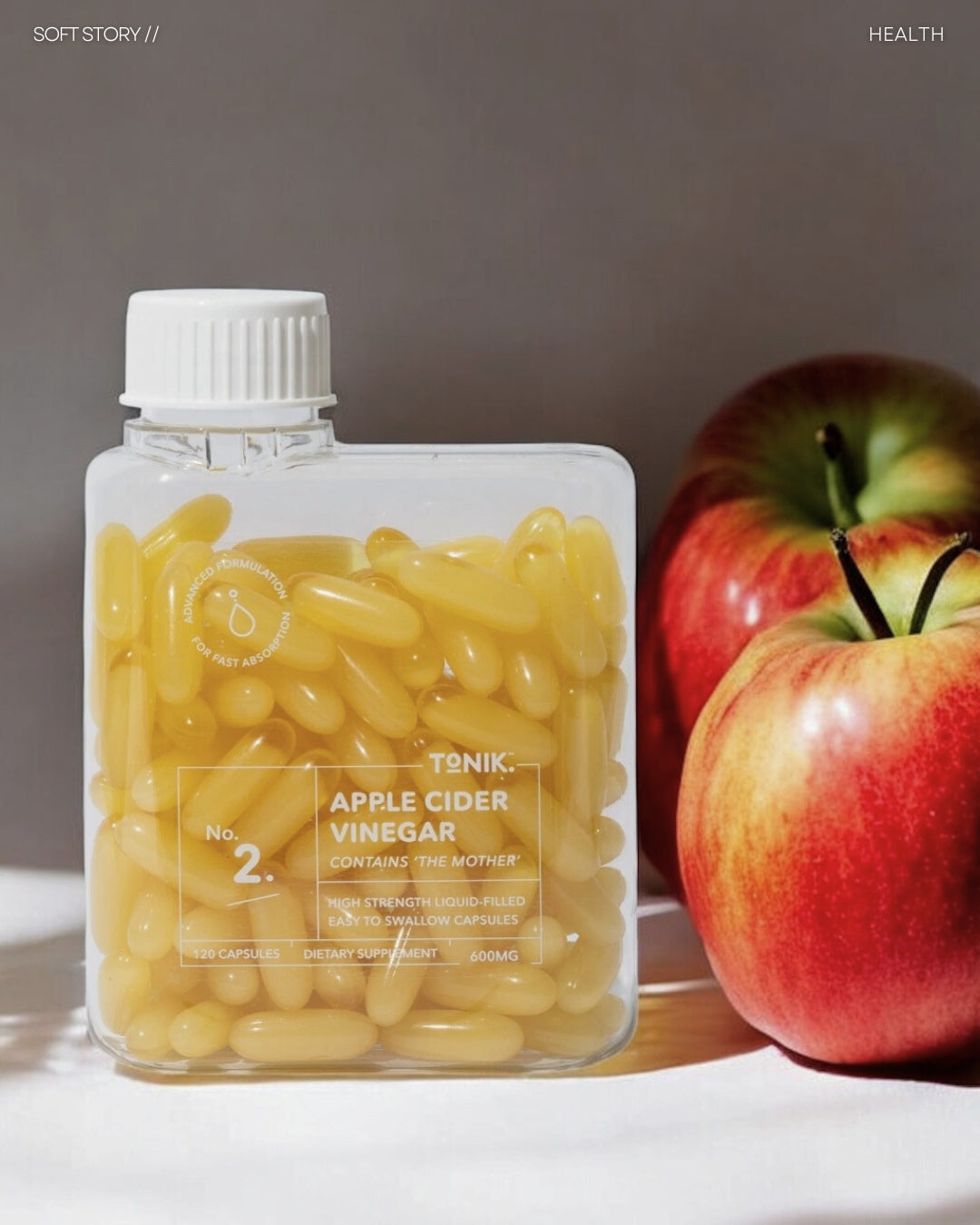 Tonik 蘋果醋【含天然酵母更保留整體營養!】澳洲蘋果醋膠囊 (120粒) Tonik No.2 Apple Cider Vinegar Capsules