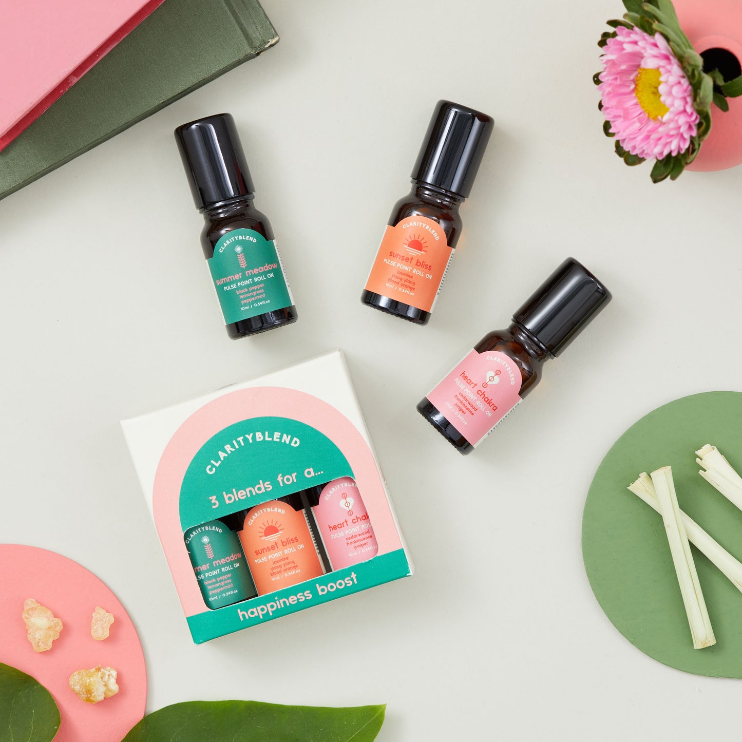 Clarity Blend【焕然一新】Happiness Boost 隨身精油滾珠套裝 Happiness Boost Pulse Point Roller Collection
