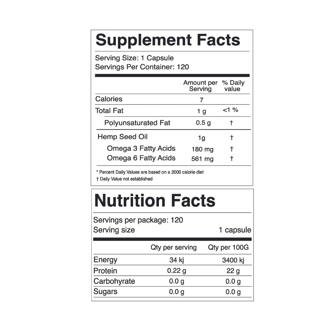 Tonik 大麻籽油【補充必需脂肪酸omega-3及omega-6】澳洲有機大麻籽油膠囊 (120粒) Tonik No.4 Organic Hemp Seed Oil Capsules