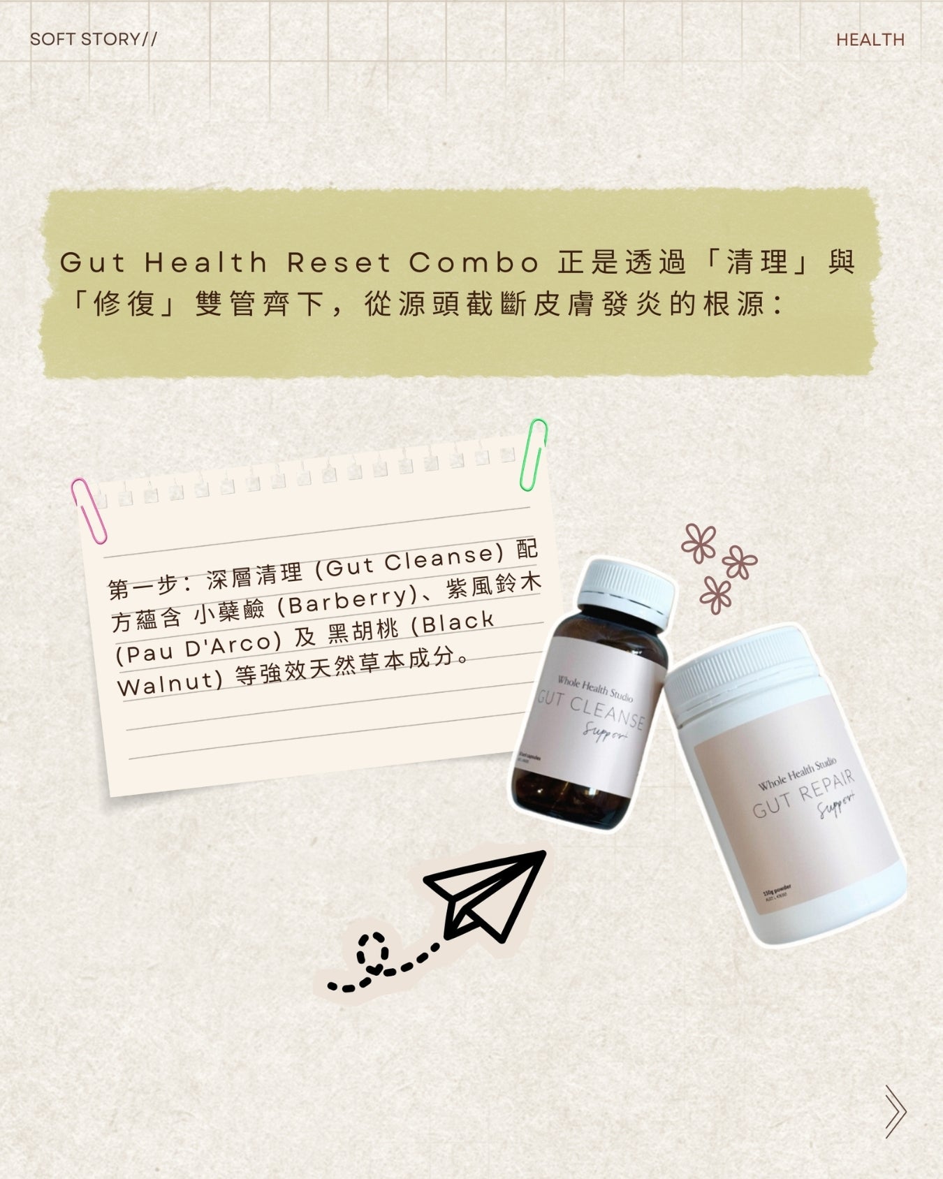 Whole Health Studio【腸道進階保養♡ 清除壞菌、舒緩容易脹氣、口臭、排便不順等問題】Gut Cleanse Support  天然草本腸道深層淨化膠囊