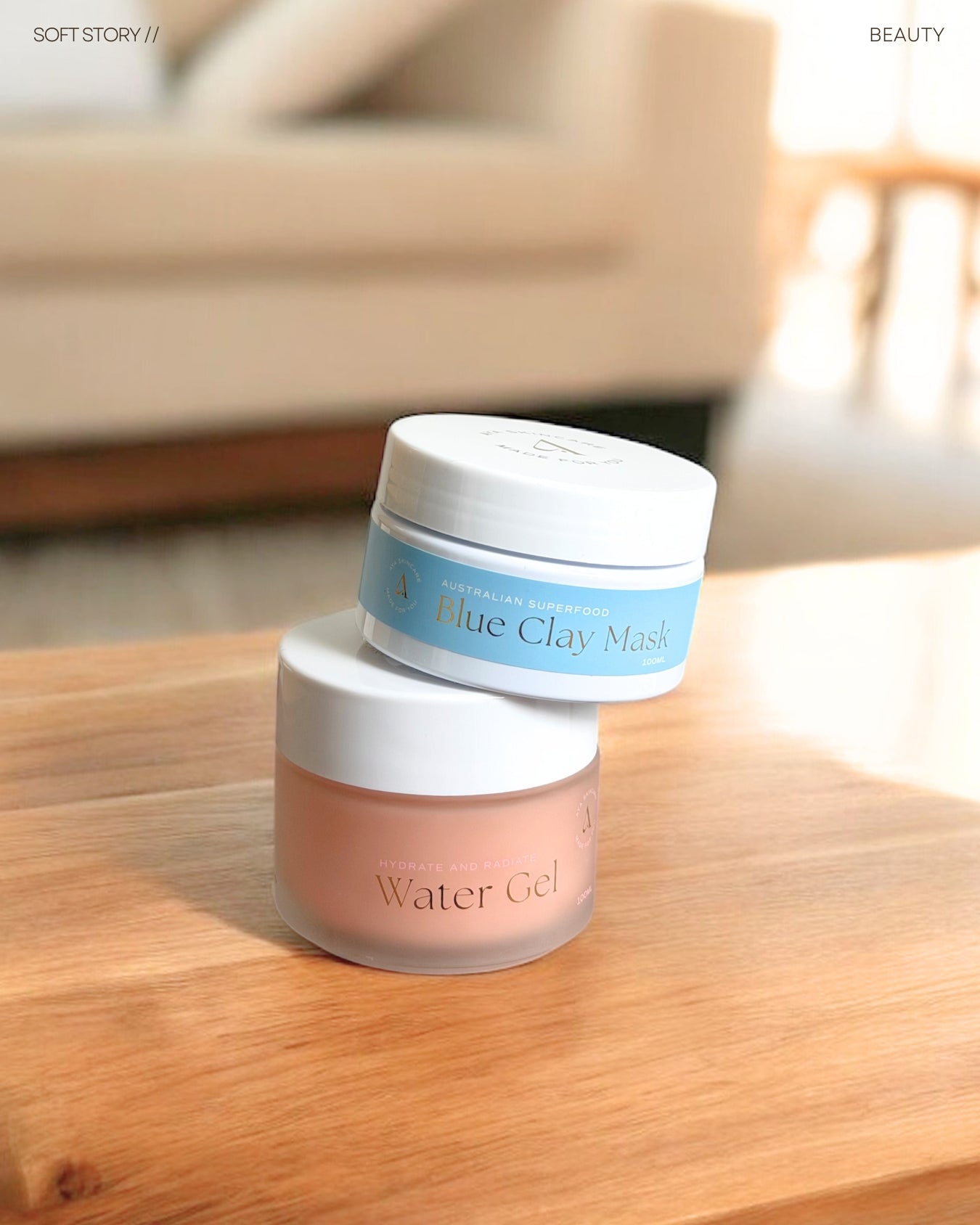 【組合優惠🏆屢獲殊榮：澳洲頂級原料 平衡油水平衡、緩解肌膚炎症、改善乾燥粗糙、淡化色素沉澱】澳洲超級食物亮膚粉藍泥面膜 & 澳洲木槿花櫻桃草莓保濕水凝啫喱／面膜 各100ml