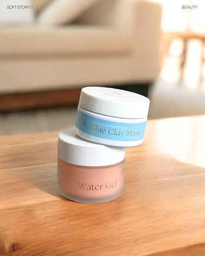 【組合優惠🏆屢獲殊榮：澳洲頂級原料 平衡油水平衡、緩解肌膚炎症、改善乾燥粗糙、淡化色素沉澱】澳洲超級食物亮膚粉藍泥面膜 & 澳洲木槿花櫻桃草莓保濕水凝啫喱／面膜 各100ml